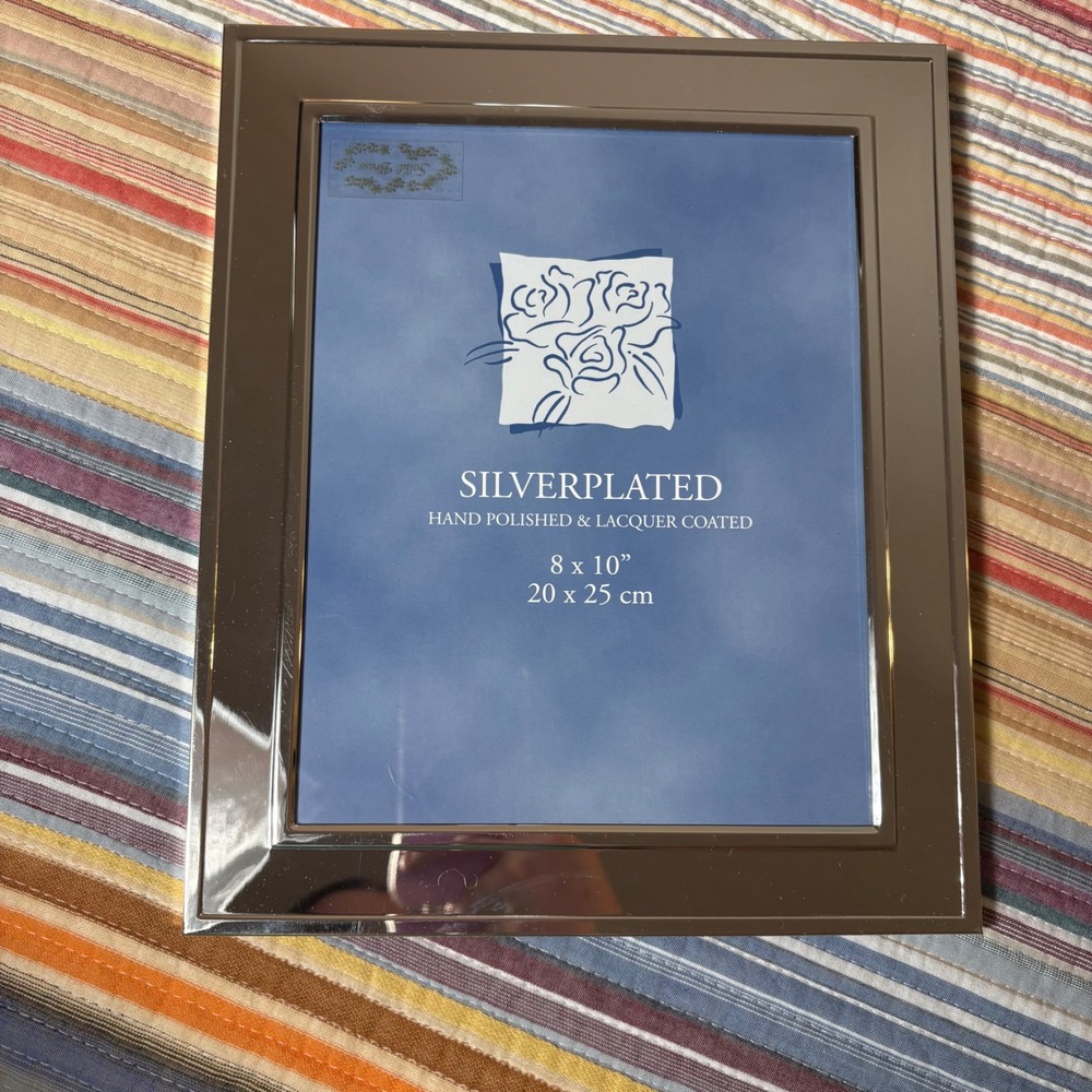 Winthrop Silver 8x10 Silverplated Photo Frame Hand Polished Solid Brass Lacquer